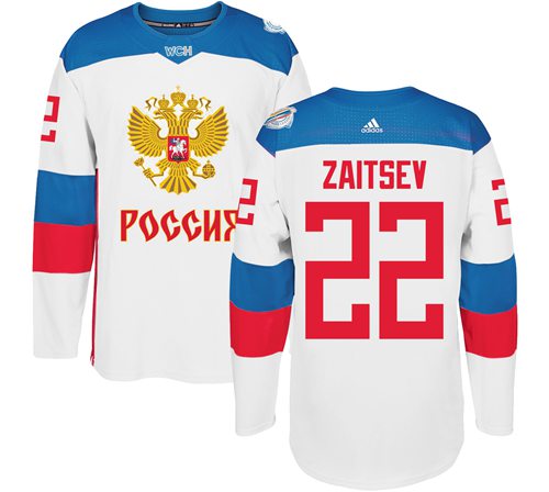 Team Russia #22 Nikita Zaitsev White 2016 World Cup Stitched NHL Jersey
